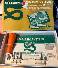 Vtg. Speedball Linoleum Cutter Set  4132 (Missing one Handle)