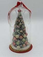 SWEET LITTLE DECORATED BOTTLE BRUSH TREE IN A GLASS CLOCHE/DOME!!