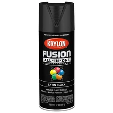 KRYLON K02732007 Spray Paint,Black,Satin,12 oz. 55EG77