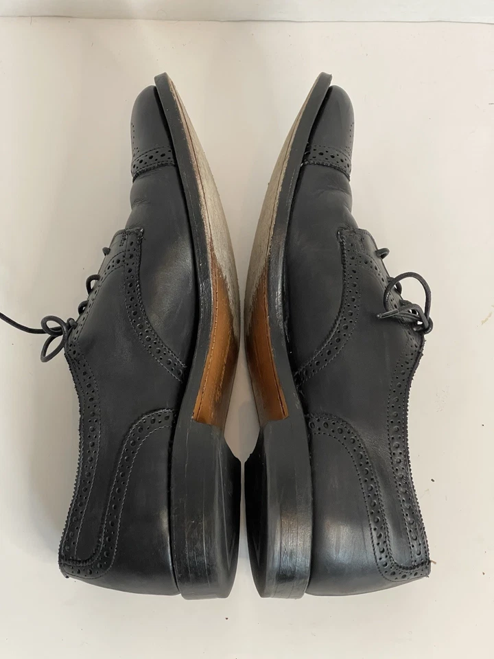 Мужские черные кожаные оксфорды Allen Edmonds Strand на шнуровке с кончиком крыла туфли размер 11D - Изображение 4 из 4