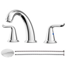 3 Hole Widespread Bathroom Faucet Chrome Bathroom Sink Faucets 2 Handle Bath ...