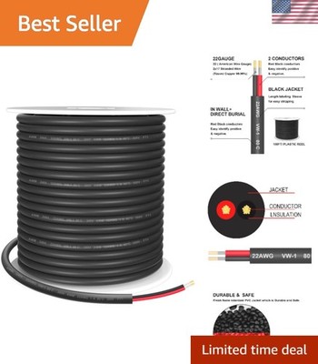 100FT/30M 22 Gauge 2 Conductor 22AWG Electrical Wire Stranded PVC Tinned Copper