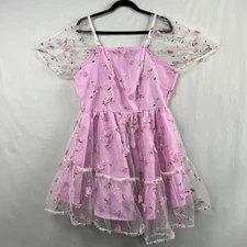 Sweet Society Hot Topic Dress Womens 1X Pink Tulle Puff Sleeve Feminine Fairy