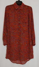 JESSICA SIMPSON Red Floral Sheer Chiffon Long Sleeve Straight Shirt Dress Size S
