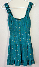 Wild Fable Teal Floral Mini Dress Size Small Smocked Back Sleeveless