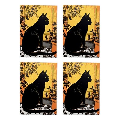 Schwarze Katze Sonnenlicht Kunst Karten Katze jeder Anlass Multipack 4 leer A6