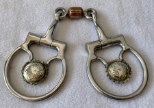 NICE Vintage Silver Concho D-Ring Snaffle Bit 5" DOGBONE Copper Roller Mouth