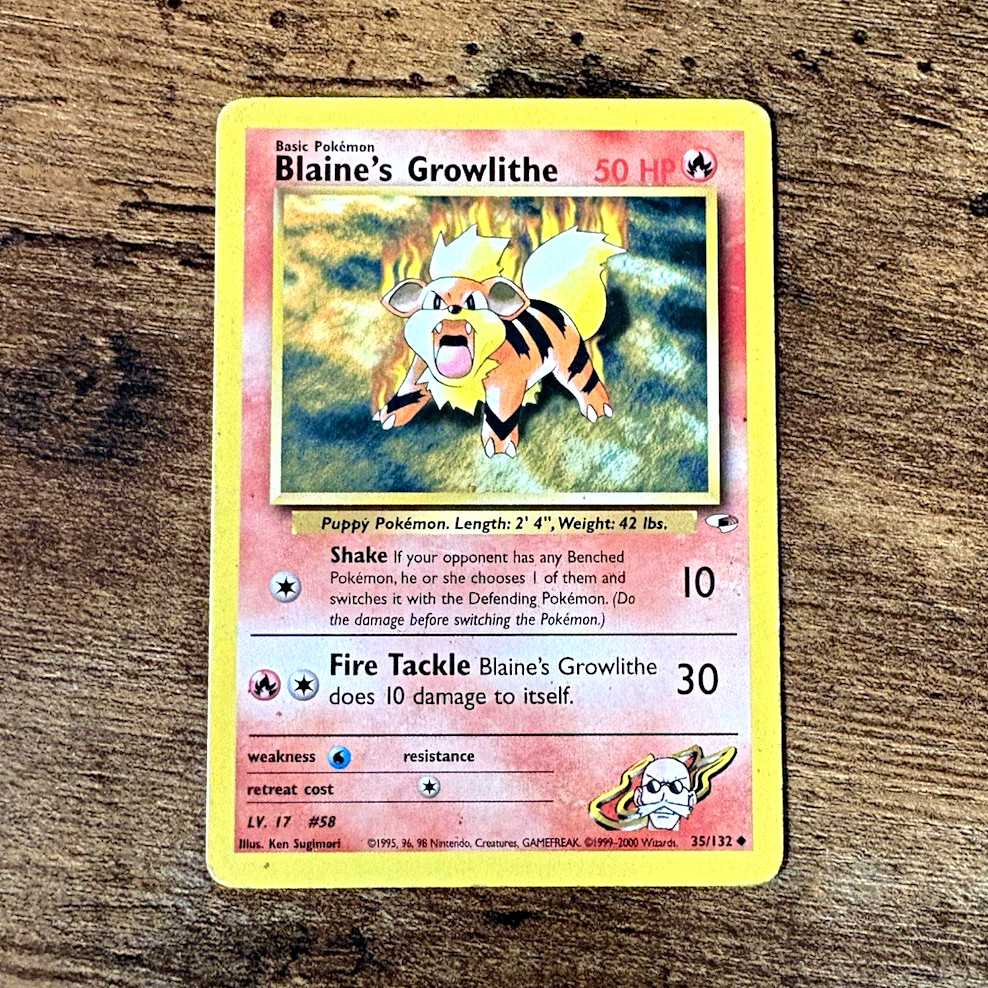 Pokémon TCG Blaine's Growlithe 35/132 Gym Heroes Common Regular English 50 HP