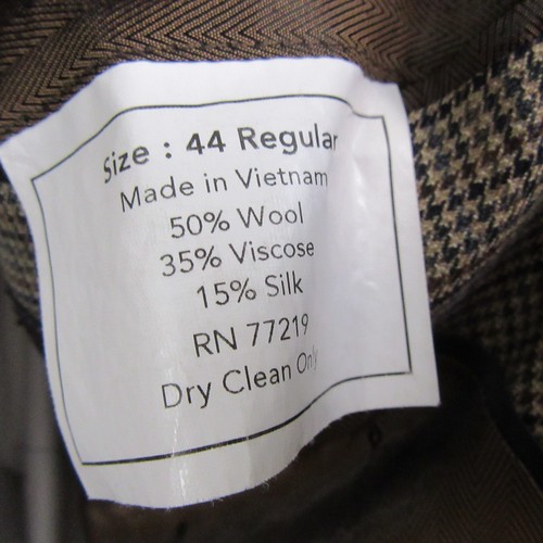 Joseph & Feiss Mens Sport Coat 44R Brown Blue Plaid Houndstooth Silk Wool - Picture 6 of 13