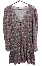 Asos Design Mini Dress 12 Petite Purple Ditsy Floral Tiered BOHO Cottagecore