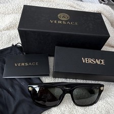 NIB Versace MOD 4513-D GB1/82 Black Rectangle Sunglasses Medusa Full Rim 56mm