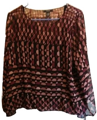 Alfani Angel Sleeve Blouson Top Woman Size Large Petite Geometric Watercolor