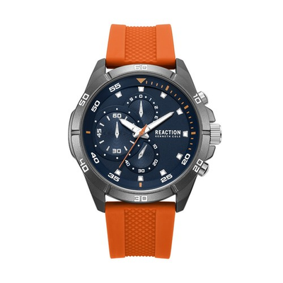 #ad Kenneth Cole Reaction Men#x27;s Analog Watch With Orange Silicone Strap KRWGM217003 $34.95