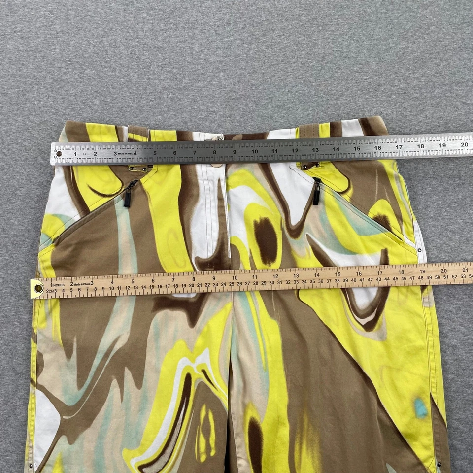 Vintage Y2K Jamie Sadock Bermuda Shorts Womens 12 Yellow Brown Retro Abstract   - Image 4 of 4