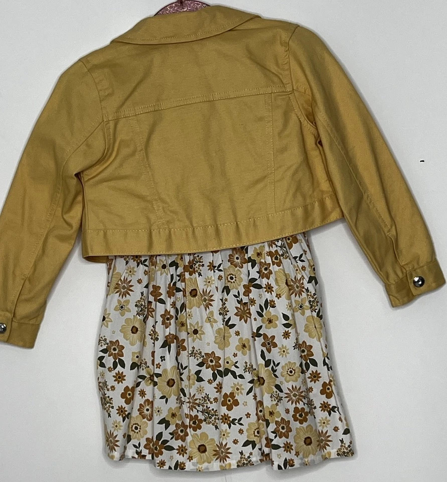 Conjunto de Vestido Little Lass y Chaqueta Denim Bordada 4T Fiesta Iglesia Boho Boda Foto 4 de 4