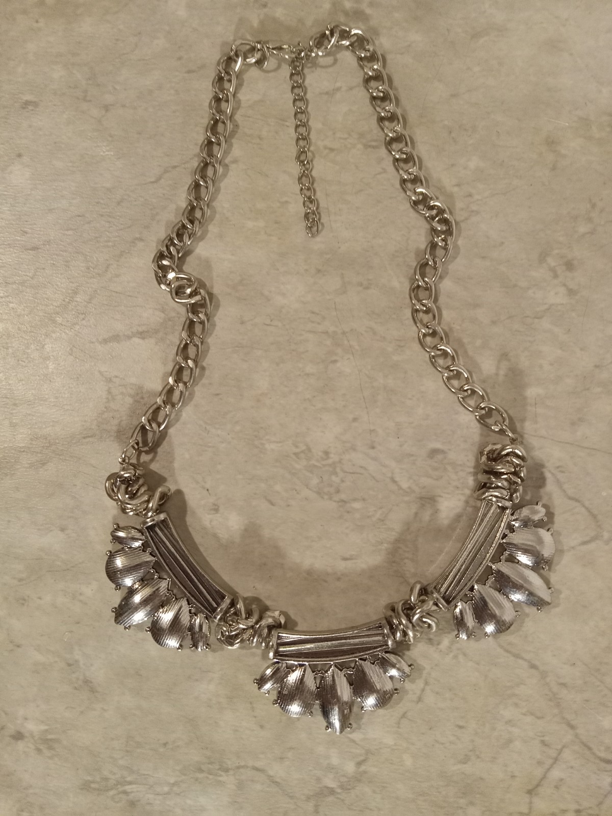 Silver Tone Rhinestone 19" Statement Necklace - image 5