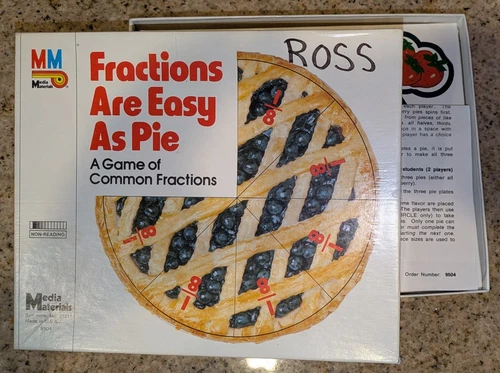 Vintage 1978 Milton Bradley Fractions Are Easy As Pie Learning Math Board Game