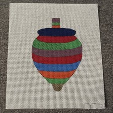 Glass Ornament Christmas Needlepoint Canvas Hand Painted 18 mesh signed