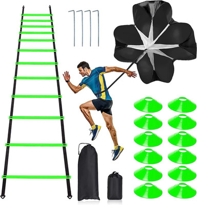 Pro Speed & Agility Training Set Includes 12 Rung 20Ft Adjustable Agility Ladder
