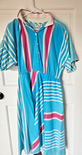 Vintage Mary My Luv Dress Size 13 Blue Pink Striped 80s 90s Made in USA Retro