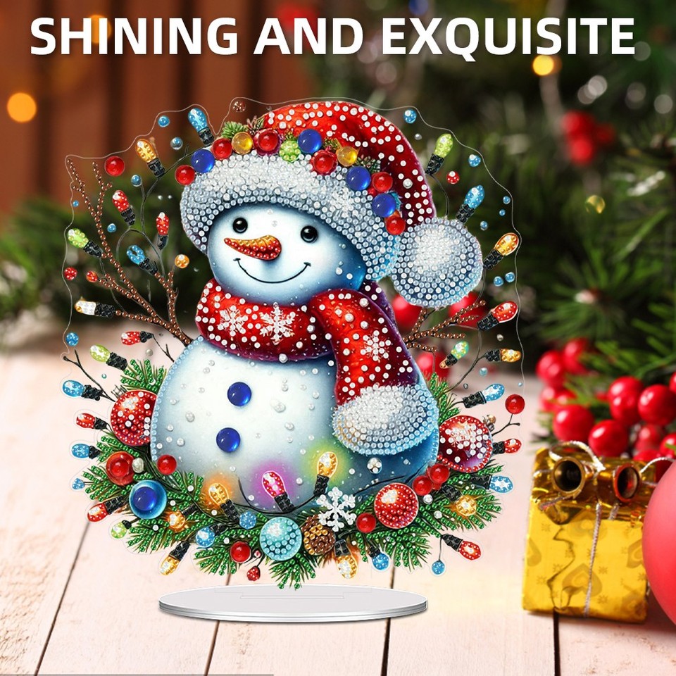 2D Flat Print Xmas DIY Single Side Drill Desktop Diamond Art (Colorful ...