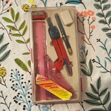 Smart Deals 8-Piece Geometry Math Set Ruler Protractor Triangles Compass Pencil