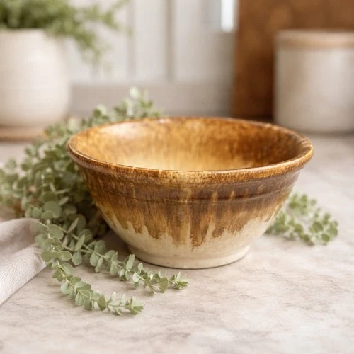 Vintage 1970s McCoy 1418 Glazed Serving Bowl Centerpiece RARE Collectible USA