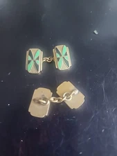 Vtg. Antique Goldtone Filled Ornate Octagonal Cuff Links  Nice!