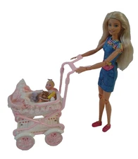 Mattel Made to Move Barbie Doll Fully Articulated, Baby Krissy, Stroller Set
