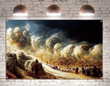 3.6x5.9ft Passover Photo Booth Backdrop, Moses Crossing The Red Sea, Pesach