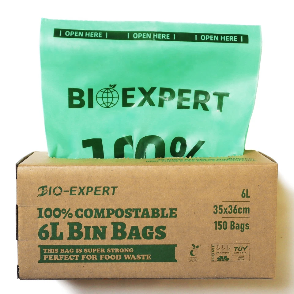 BIO-EXPERT 6L 10L 30L Müllbeutel kompostierbar biologisch abbaubar Küche Caddy Liner