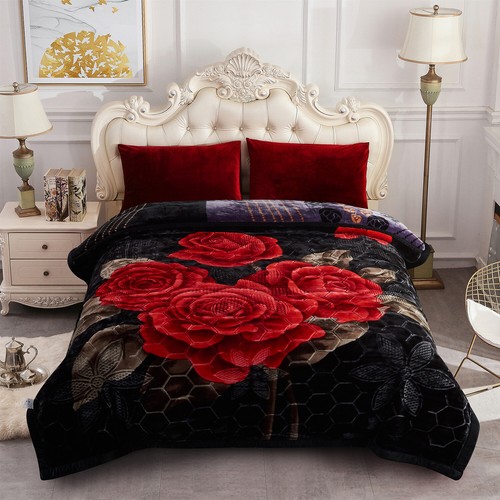 2 Ply Heavy Blanket 2 Sides Printed Soft Thick Warm Bed Throw Blanket 85" x 93" - Picture 56 of 112