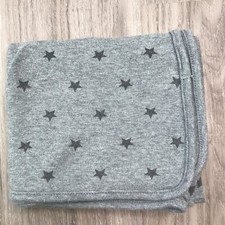 Amazon Essentials Jersey Baby Blanket Cotton Swaddle Lovey Gray With Stars