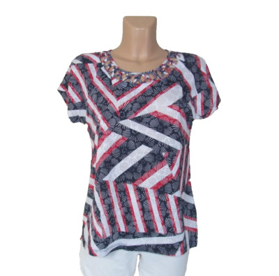 ALFRED DUNNER PS Patriotic Red White Blue Flag Pullover Top July 4th