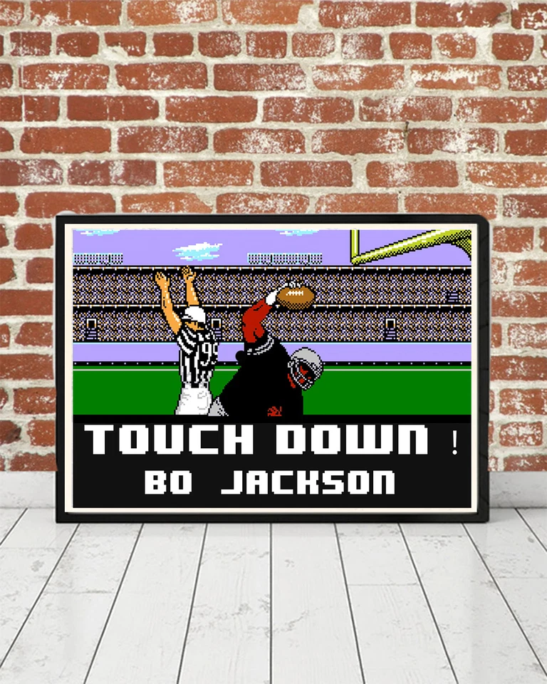 Framed Tecmo Bowl Nintendo 8 Bit Football Art Print Touchdown Bo Jackson NES - Image 2 of 2
