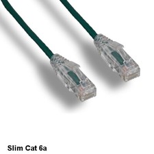 KNTK Green 2ft Slim Cat6a UTP Patch Cable 28AWG Ethernet RJ45 Network Snagless