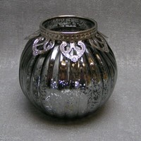 Formano Windlicht Teelichthalter Classical Silber Glas Metall Edel