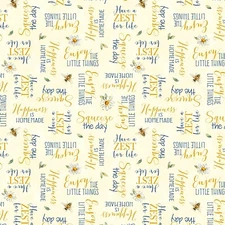 Wilmington Prints - Zest For Life - Word Toss - Yellow, Fabric BTY