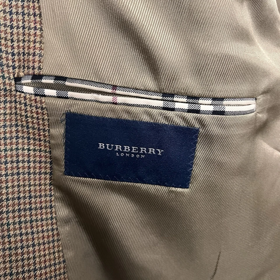 Burberry London Hombre 48L Marrón Pata de Gallo Kensington Seda Lana Traje Chaqueta Foto 3 de 4