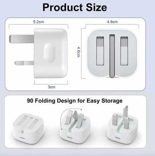 Schnell PD Ladegerät 20W USB-C Stecker C auf C Kabel für iPhone 16 Pro 15 Pro & Pro Max - Bild 3 von 7