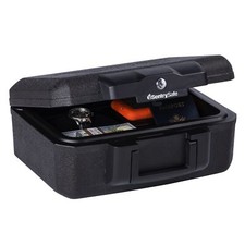 Fireproof Money Safe with Key Lock Black Lock Box with Portable Carrying Hand...