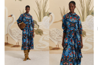 Farm Rio Arabesque Floral Print 3/4 Sleeve Midi-Dress Size:S  $298 NWT