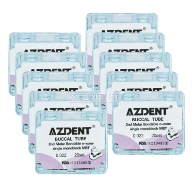 10Pack Dental Bondable Buccal Tube Monoblock 2nd Molar MBT 0.022'' AZDENT