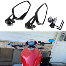 7/8" Handle Bar End Rearview Mirror For Kawasaki Z1000 Z900 Z750 Z650 Z400