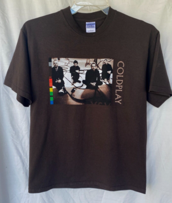 COLDPLAY..2005 TWISTED LOGIC TOUR..BROWN..GRAPHIC T-SHIRT..Y2K