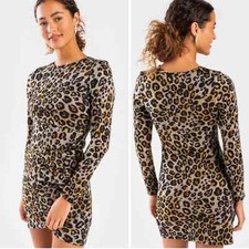 Francesca's June & Ivy Tammy Ruched Leopard Dress Size Medium