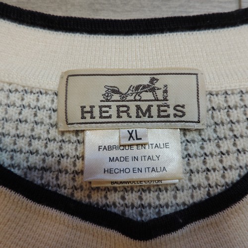 Hermes Maglione Girocollo Cashmere Cotone Vintage Texturizzato Panna Uomo Tg XL Italia - Foto 3 di 9