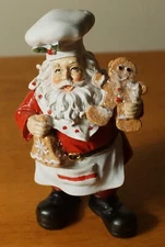 Baker Santa Claus Figurine Gingerbread Man Cookies Christmas Kitchen Home Decor