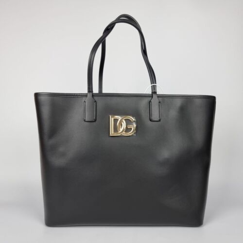 Dolce&Gabbana Medium Fefe Black Leather Shopping Bag New - Picture 1 of 10
