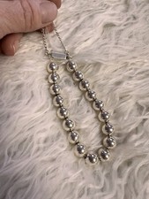 Solid 925 Sterling Silver 4mm-6mm Bead Ball Chain Bracelet All Size for Women